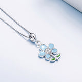  silver Epoxy flower pendant 