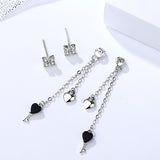 s925 sterling silver earrings female Korean fashion love inlaid rhinestone earrings