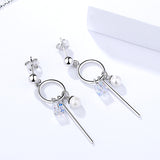 S925 sterling silver women's fashion earrings water crystal beads long earrings