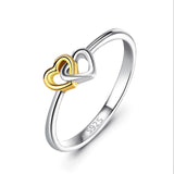 Double Heart Linked Different Color Simple Silver Rings Design