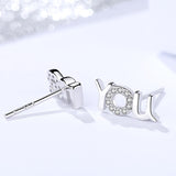 S925 sterling silver jewelry small fresh rhinestones asymmetric earrings female