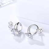 s925 sterling silver jewelry zircon earrings female geometric ring shape earrings