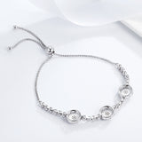 S925 Silver White Gold  Plated Cubic Zircon Drip Circle Bracelet