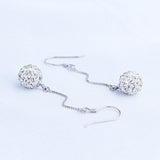 S925 Sterling Silver Earrings Female Temperament Long Fringed Round Full Diamond Earrings
