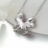 S925 Sterling Silver Clover Necklace Pendant Austrian Crystal Korean Jewellery