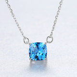 blue crystal Gemstone topaz pendant S925 sterling silver necklace  fashion jewelry