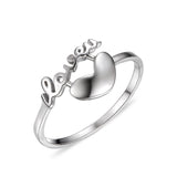 S925 sterling silver alphabet heart-shaped Fashion ring Korean jewelry wholesale