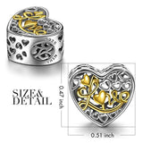 Mothers Day Gifts for Mom Heart Shape Charms 925 Hollow Bead Charms Fit for Bracelet Gifts for Her