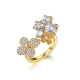 S925 Silver Flower Zircon Open Fashion Ring Jewelry