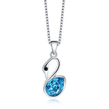 S925 Sterling Silver Austrian Crystal Swan Necklace Pendant Jewelry Wholesale