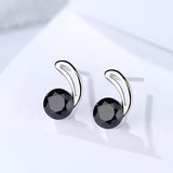 S925 Sterling Silver Black Crystal Stud Earrings