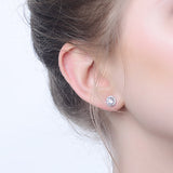 S925 Sterling Silver Hearts and Arrows Cubic Zircon Earrings Korean Crystal Stud Earrings