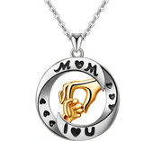 Hand in Hand Gold Plated Necklace S925 Sterling Silver Messages  Pendant  for Mother's Day