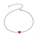 925 Sterling Silver Simple Red Heart Beads Charm For Bracelet Fashion Jewelry For Women