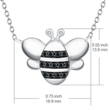 Black Zirconia Bee Necklace Animal Friends Like Silver Necklace