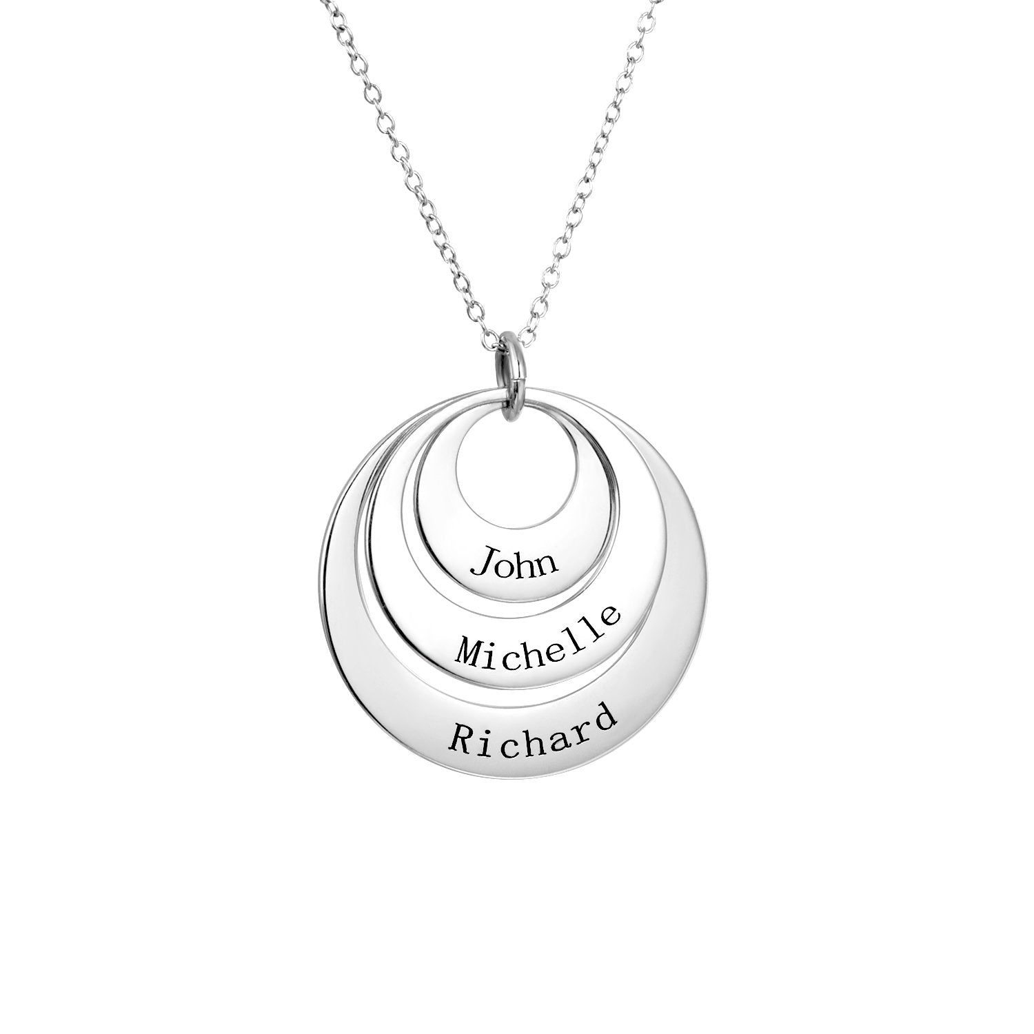 925 Sterling Silver Personalized Engravable Three Disc Necklace Adjustable 16”-20”