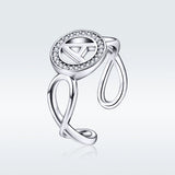S925 Sterling Silver Infinity Struggle Ring White Gold Plated cubic zirconia ring
