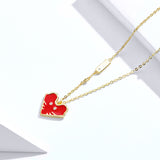 S925 Sterling Silver National Style Rat Treasure Pendant Necklace Gold Plated Oil Dripping Zircon Necklace