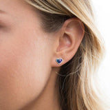 Blue Purple Gemstone Asymmetry Earrings Crystal Loving Heart Earrings
