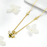 New Design Fashion Baby Bee Enamel Pendant Necklaces for Women 925 Sterling Silver Chain Necklace Gifts for Girl