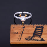 Opening ring elk adjustable size design sterling silver ring