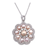 Mother of pearl clear cubic zirconia petal Pendant