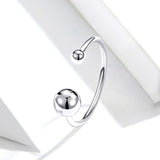 S925 Sterling Silver Large Small Ball Ring White Gold Plated Ring
