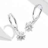 Dangle Earrings with Star Genuine 925 Sterling Silver Bright Stars Earings for Women Fashion Jewelry