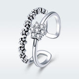 S925 sterling silver gentle temperament ring oxidized cubic zirconia ring