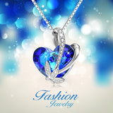 Butterfly Gemstone Necklace Blue Crystal Silver Precious Necklace