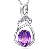 Fine Jewelry Natural Gemstone Gifts for Women Sterling Silver Swiss Blue Topaz Amethyst Citrine Pendant Necklace