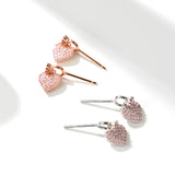 Korean Version Of S925 Micro-Set Pink Diamond Love Earrings Small And Delicate Heart-Shaped Earrings Wholesale