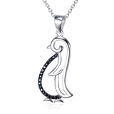 Silver Black Stone Cute Penguin Necklace Hot Sale For Babys Wholesale
