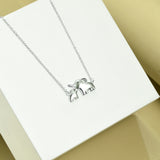 Lucky Elephant Jewelry 925 Sterling Silver Mother And Child Elephant Pendant Necklace