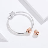 S925 Sterling Silver Rose Gold Plated Zircon Forever Love Charms