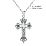 925 Sterling Silver Vintage Cross Pendant Necklace Crystal Clear CZ Cross Necklaces For Women Silver Jewelry Party gift