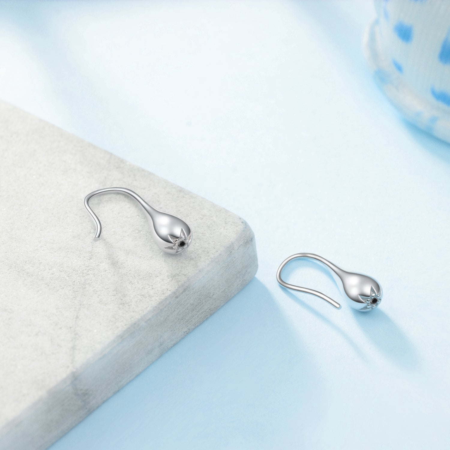 Water Drop Shape Earrings Sleek Silver Ball Design Earrings Girl Gift