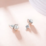 Square Pearl Earrings Engaged Married Bride Bridesmaid Jewelry