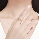 S925 sterling silver ring lace temptation gold plated cubic zirconia ring
