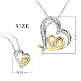 very popular double heart rhinestone crystals necklace latest hot sale
