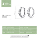 925 Sterling Silver Shining Infinite Love Hoops Earrings Precious Jewelry For Women