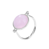 925 Sterling Silver Ring Pink Glass Stone Ring Fashion Creative Custom Cross-Border