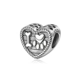 skull heart shape footprints S925 sterling silver beads jewelry beads accessories