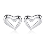 7mm Heart Earrings 925 Sterling Silver Plain Hollow Heart Love Jewelry