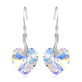 Heart Shaped Earrings Women Drop Fashion Crystal Silver Earrings
