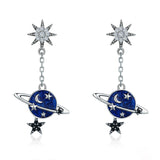 Sparkling CZ Moon and Star Drop Earrings