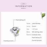 925 Sterling Silver Little Monkey Charm For Bracelet Fashion Jewelry For Women