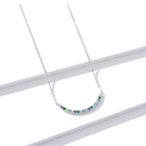 925 Sterling Silver Curve And Colorful Metal Pendant Necklace Fashion Jewelry For Women
