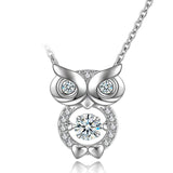 S925 Sterling Silver Personality Smart Owl Necklace Female Beating Heart Pendant Jewelry Cross-Border Exclusive