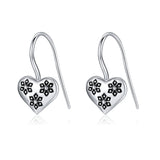 Drop oil heart-shaped flower ear hook S925 sterling silver simple earrings